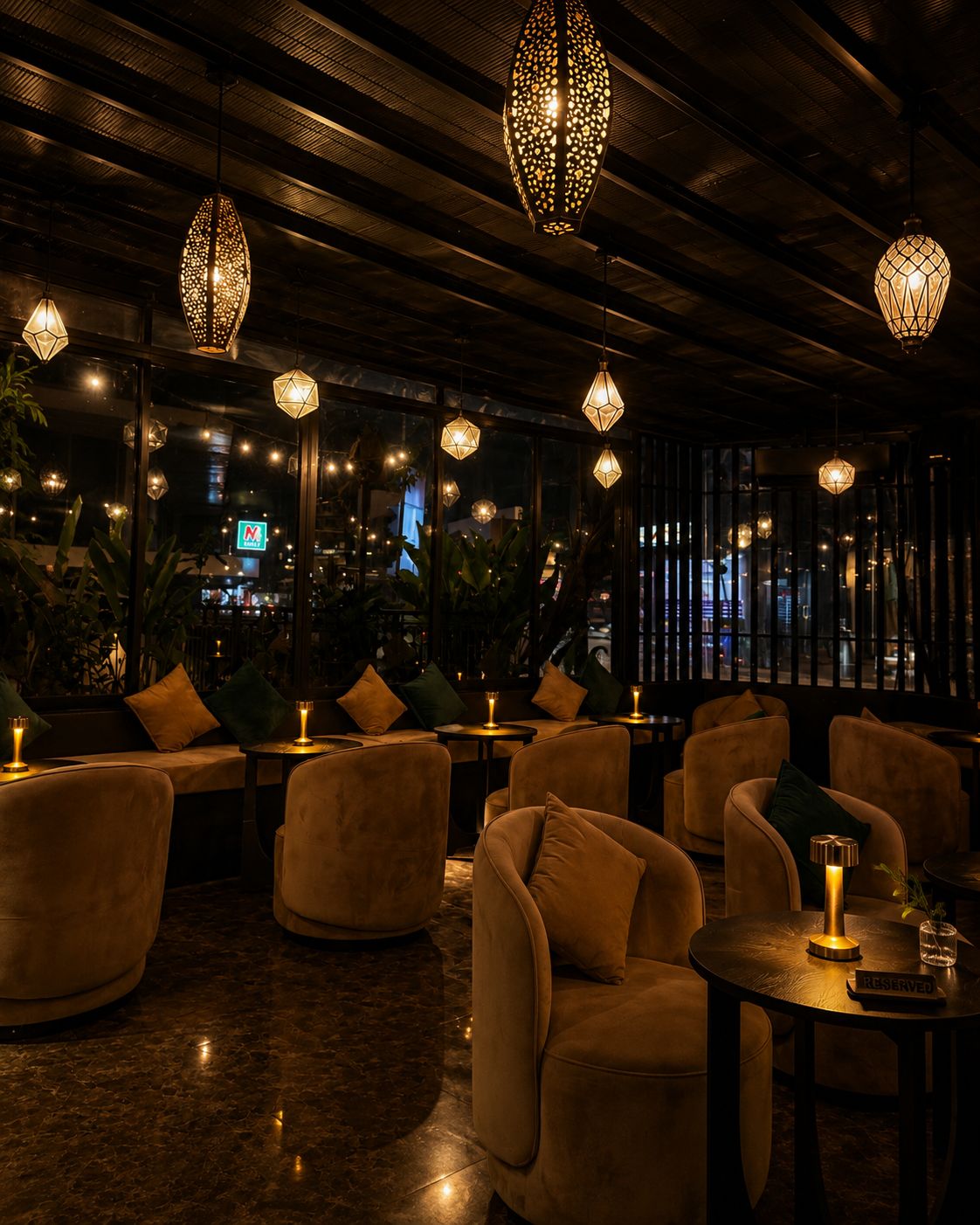 The lounge after dark